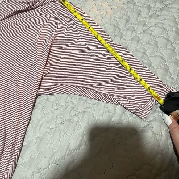 Green Envelope Red and White Striped Button-Down Top with tie in front - Picture 3 of 5